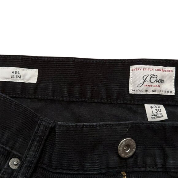 J.Crew Corduroy Pants Mens Size 33x30 484 Slim Fit 5-Pockets Stretch Black - Picture 5 of 7